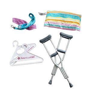 American Girl Doll Get Well Accessories Set - Crutches, Bag & Hangers